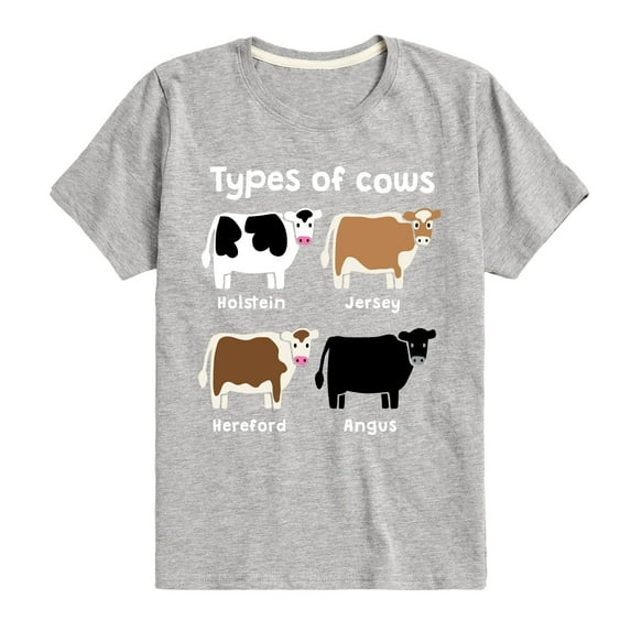 Instant Message - Types Of Cows - Toddler & Youth Short Sleeve Graphic T-Shirt