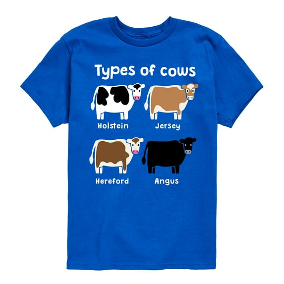 Instant Message - Types Of Cows - Toddler & Youth Short Sleeve Graphic T-Shirt