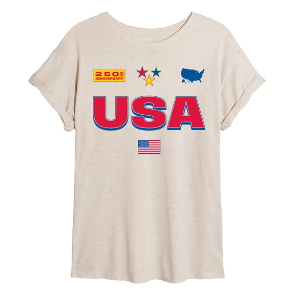 Instant Message - USA 250 Jersey - Juniors Oversized Graphic T-Shirt