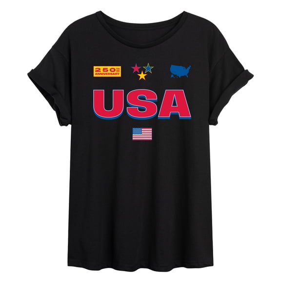 Instant Message - USA 250 Jersey - Juniors Oversized Graphic T-Shirt