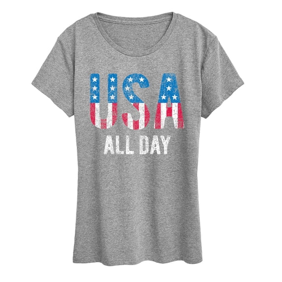 Instant Message - USA All Day Flag Fill - Women's Short Sleeve Graphic T-Shirt