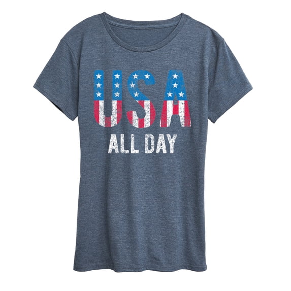 Instant Message - USA All Day Flag Fill - Women's Short Sleeve Graphic T-Shirt