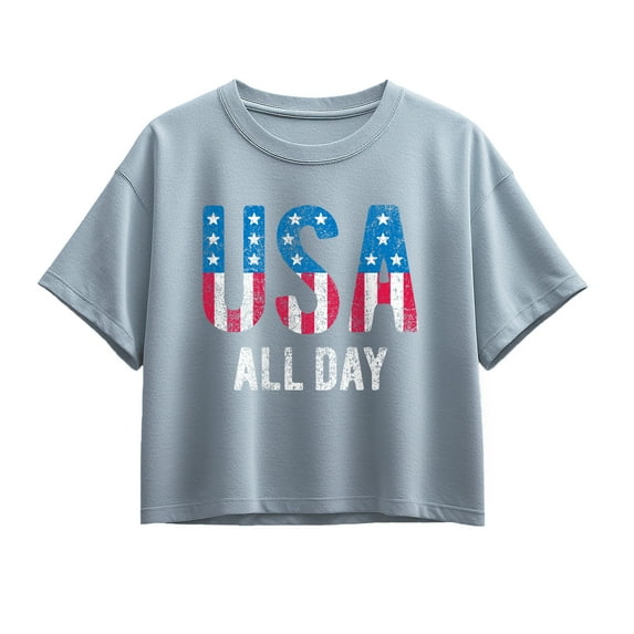 Instant Message - USA All Day Flag Fill Short Sleeve Boxy Graphic T-Shirt