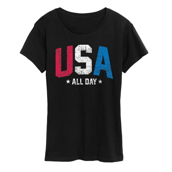 Instant Message - USA All Day Patriotic Memorial Day - Women's Short Sleeve Graphic T-Shirt
