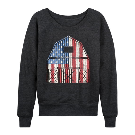 Instant Message - USA Barn Lightweight French Terry Wide Neck Long Sleeve Graphic Shirt