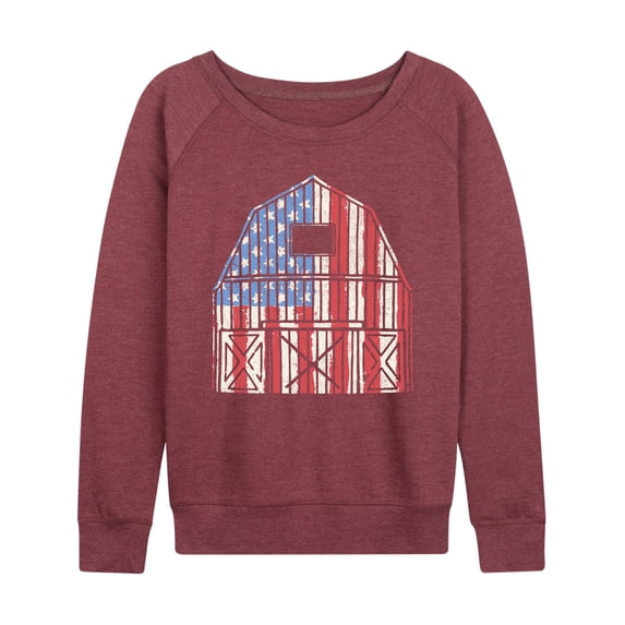 Instant Message - USA Barn Lightweight French Terry Wide Neck Long Sleeve Graphic Shirt