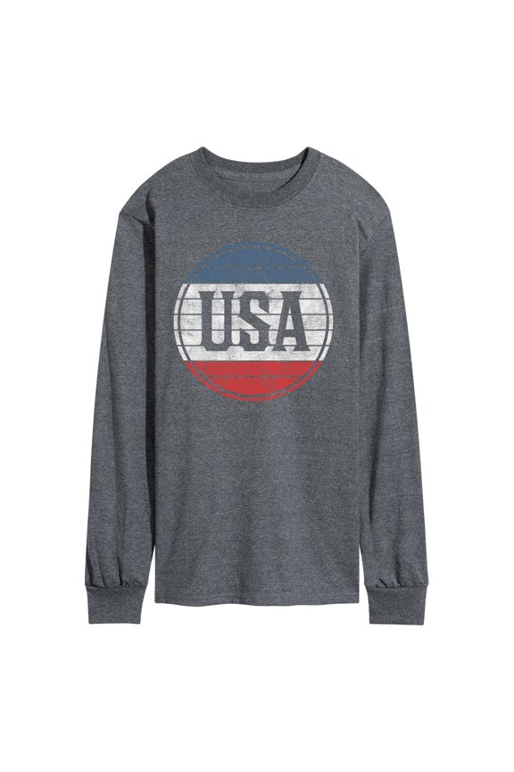 - USA Button - Men's Long Sleeve Graphic T-Shirt