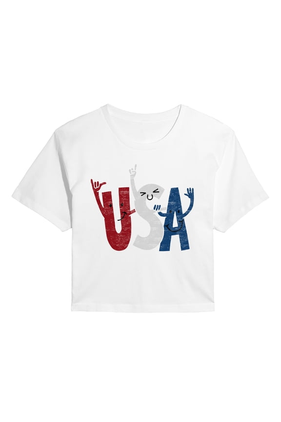 - USA Cheer Cropped Graphic T-Shirt