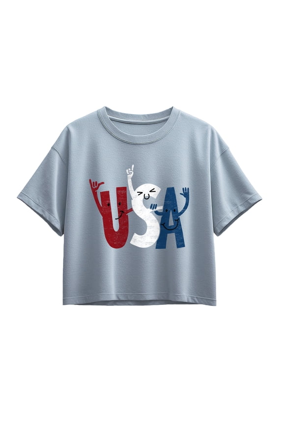 - USA Cheer Short Sleeve Boxy Graphic T-Shirt