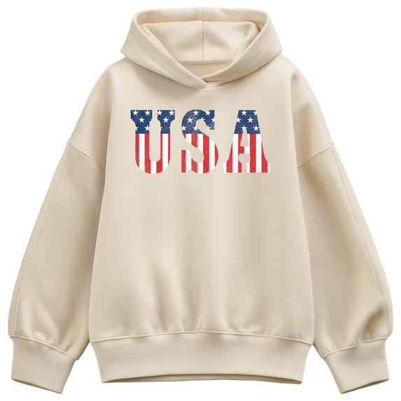 Instant Message - USA Classic Oversized Fleece Hoodie Sweatshirt