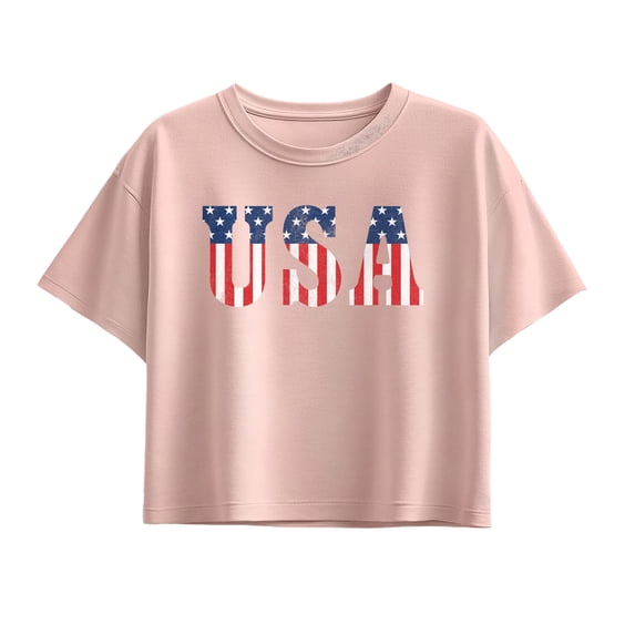 Instant Message - USA Classic Short Sleeve Boxy Graphic T-Shirt