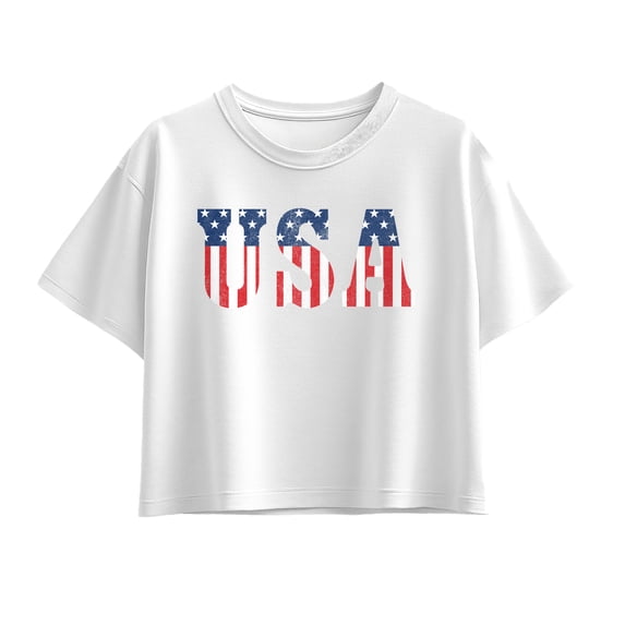 Instant Message - USA Classic Short Sleeve Boxy Graphic T-Shirt
