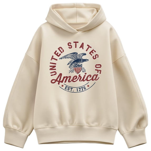 Instant Message - USA Eagle Oversized Fleece Hoodie Sweatshirt