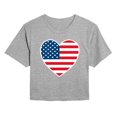 thumbnail image 1 of Instant Message - USA Flag Heart Cropped Graphic T-Shirt, 1 of 5