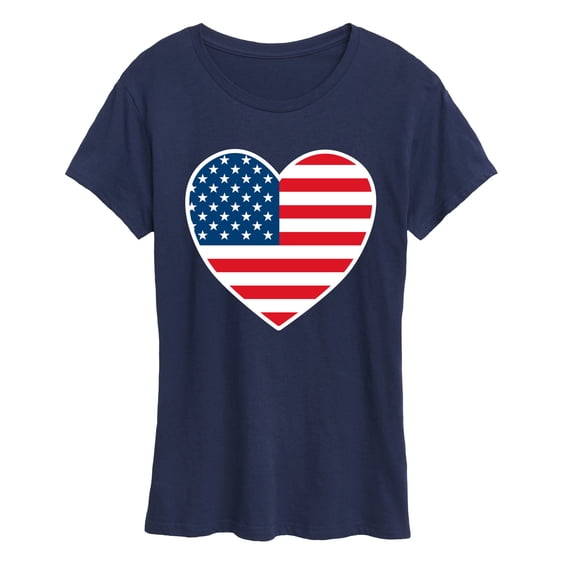 Instant Message - USA Flag Heart - Women's Short Sleeve Graphic T-Shirt