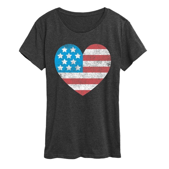 Instant Message - USA Flag Heart Short Sleeve Graphic T-Shirt