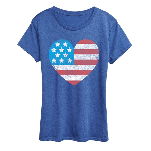 Instant Message - USA Flag Heart Short Sleeve Graphic T-Shirt