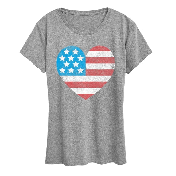 Instant Message - USA Flag Heart Short Sleeve Graphic T-Shirt