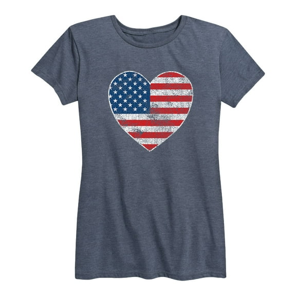 Instant Message - USA Flag Heart - Women's Short Sleeve Graphic T-shirt