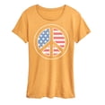 thumbnail image 1 of Instant Message - USA Flag Inside Peace Sign - Women's Short Sleeve Graphic T-Shirt, 1 of 1