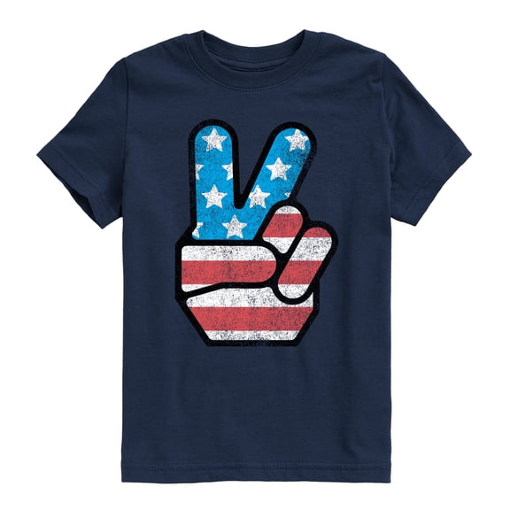 Instant Message - USA Flag Peace - Youth Boys Short Sleeve Graphic T-Shirt