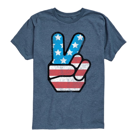 Instant Message - USA Flag Peace - Youth Boys Short Sleeve Graphic T-Shirt