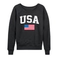 thumbnail image 1 of Instant Message - USA Flag - Women's Lightweight French Terry Long Sleeve Shirt, 1 of 6