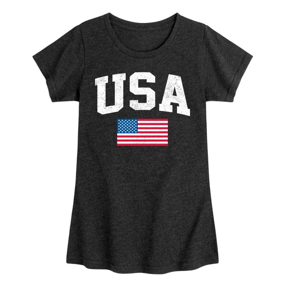 Instant Message - USA Flag Fitted Short Sleeve Graphic T-Shirt