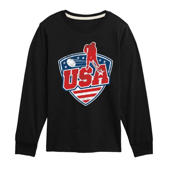 Instant Message - USA Hockey - Youth Boys Long Sleeve Graphic T-Shirt