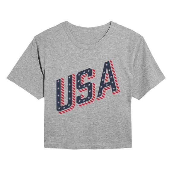 Instant Message - USA Letters - Juniors Cropped Graphic T-Shirt
