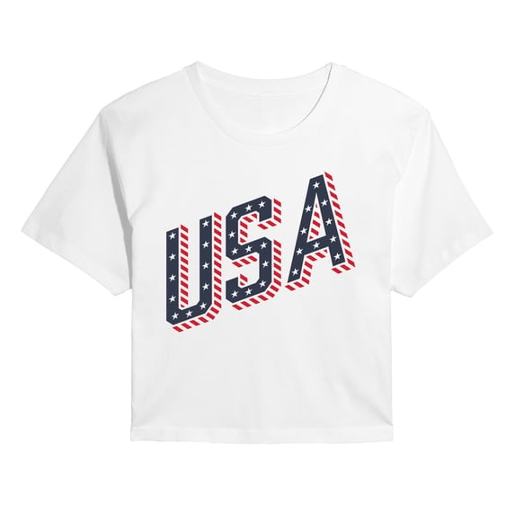Instant Message - USA Letters Cropped Graphic T-Shirt