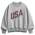 thumbnail image 1 of Instant Message - USA Letters Oversized Fleece Crew Sweatshirt, 1 of 3