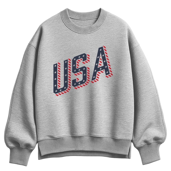 Instant Message - USA Letters Oversized Fleece Crew Sweatshirt