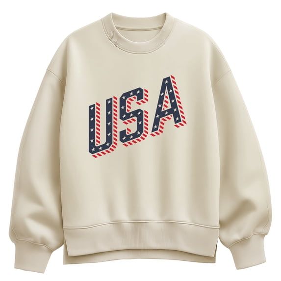 Instant Message - USA Letters Oversized Fleece Crew Sweatshirt