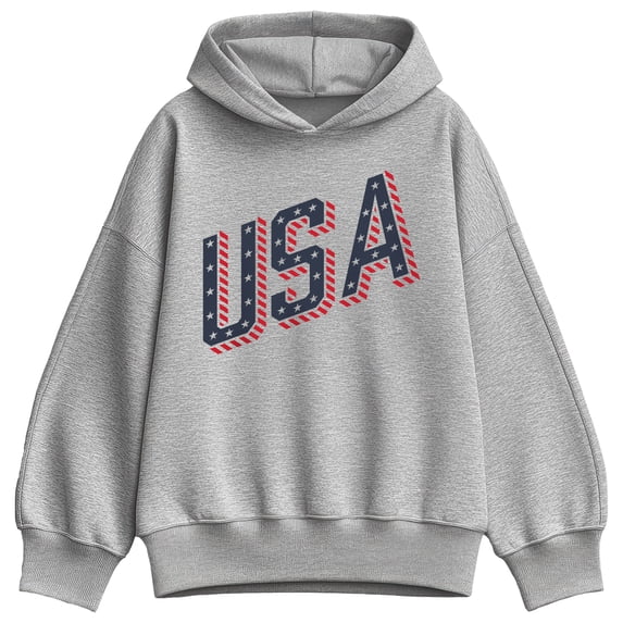 Instant Message - USA Letters Oversized Fleece Hoodie Sweatshirt
