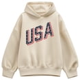 thumbnail image 1 of Instant Message - USA Letters Oversized Fleece Hoodie Sweatshirt, 1 of 4