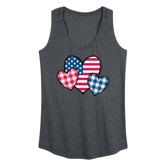 Instant Message - USA Patterned Hearts - Women's Racerback Graphic Tank