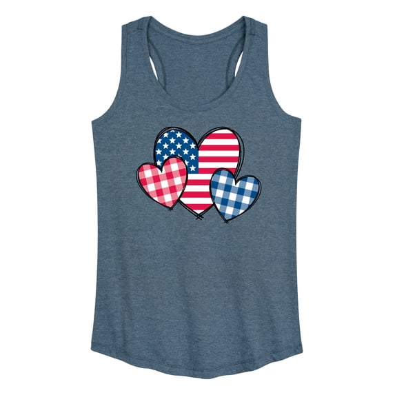 Instant Message - USA Patterned Hearts - Women's Racerback Graphic Tank