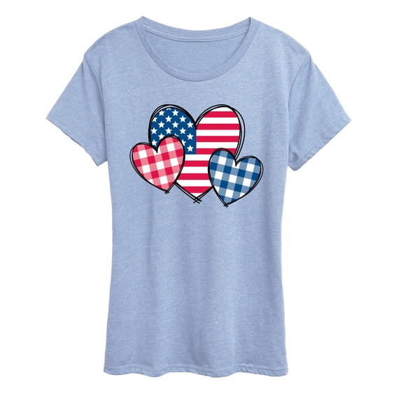 Instant Message - USA Patterned Hearts - Women's Short Sleeve Graphic T-Shirt