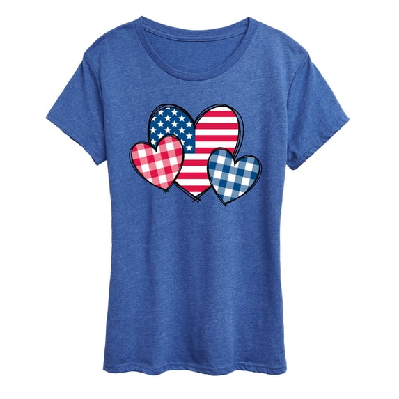 Instant Message - USA Patterned Hearts - Women's Short Sleeve Graphic T-Shirt