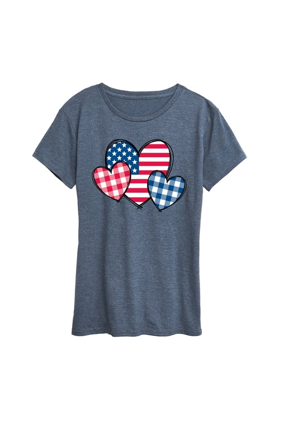 - USA Patterned Hearts - Women's Short Sleeve Graphic T-Shirt
