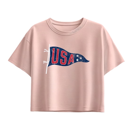 Instant Message - USA Pennant - Youth Girls Boxy T-Shirt