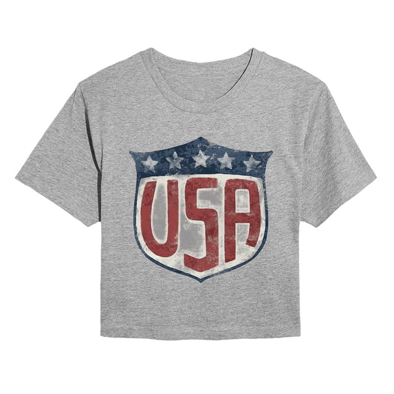 Instant Message - USA Shield Cropped Graphic T-Shirt