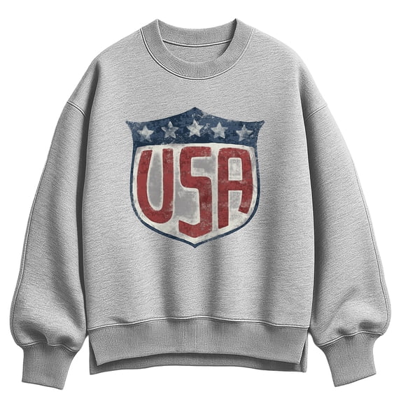 Instant Message - USA Shield Oversized Fleece Crew Sweatshirt