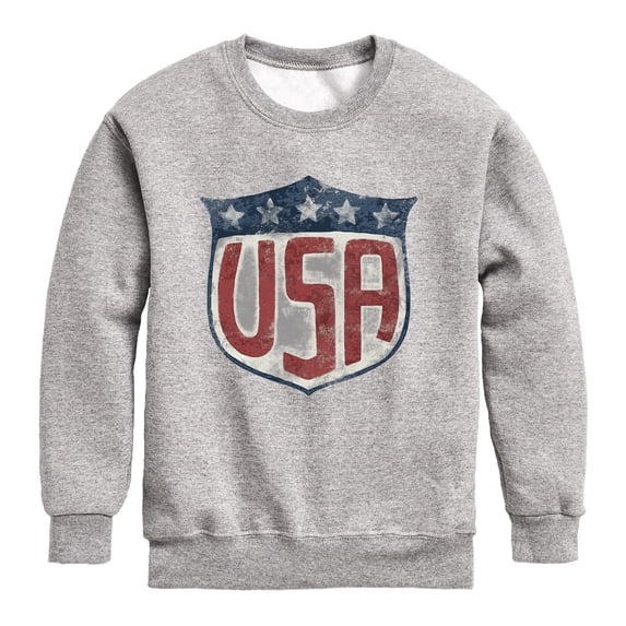 Instant Message - USA Shield Graphic Long Sleeve Fleece Sweatshirt