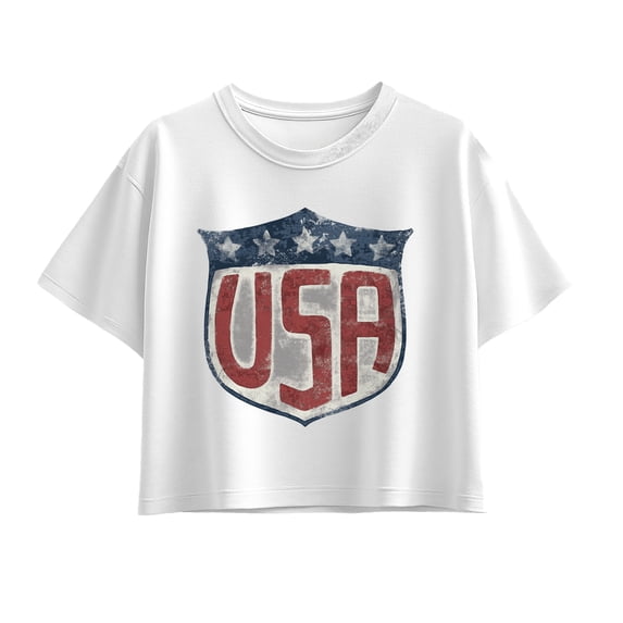 Instant Message - USA Shield - Youth Girls Boxy T-Shirt