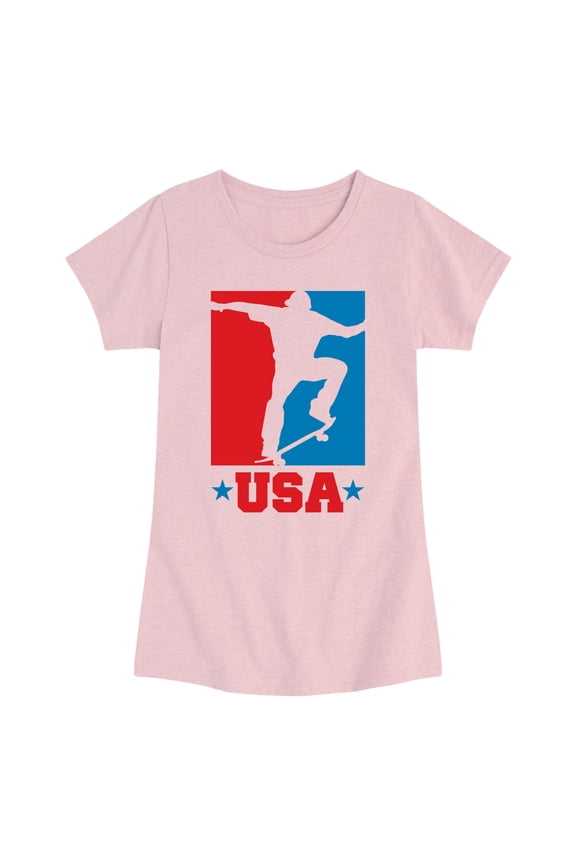 - USA Skateboarding - Youth Girls Fitted Short Sleeve T-Shirt