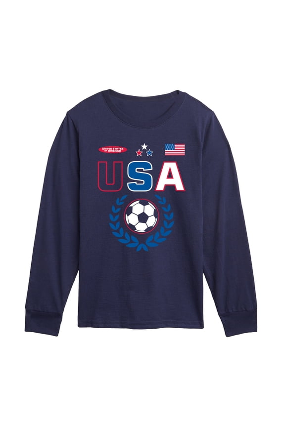 - USA Soccer Jersey - Youth Boys Long Sleeve Graphic T-Shirt