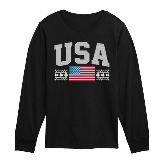 Instant Message - USA Sport Sweater - Youth Long Sleeve Graphic T-Shirt