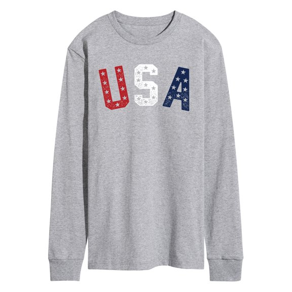 Instant Message - USA Stars Letters - Men's Long Sleeve Graphic T-Shirt